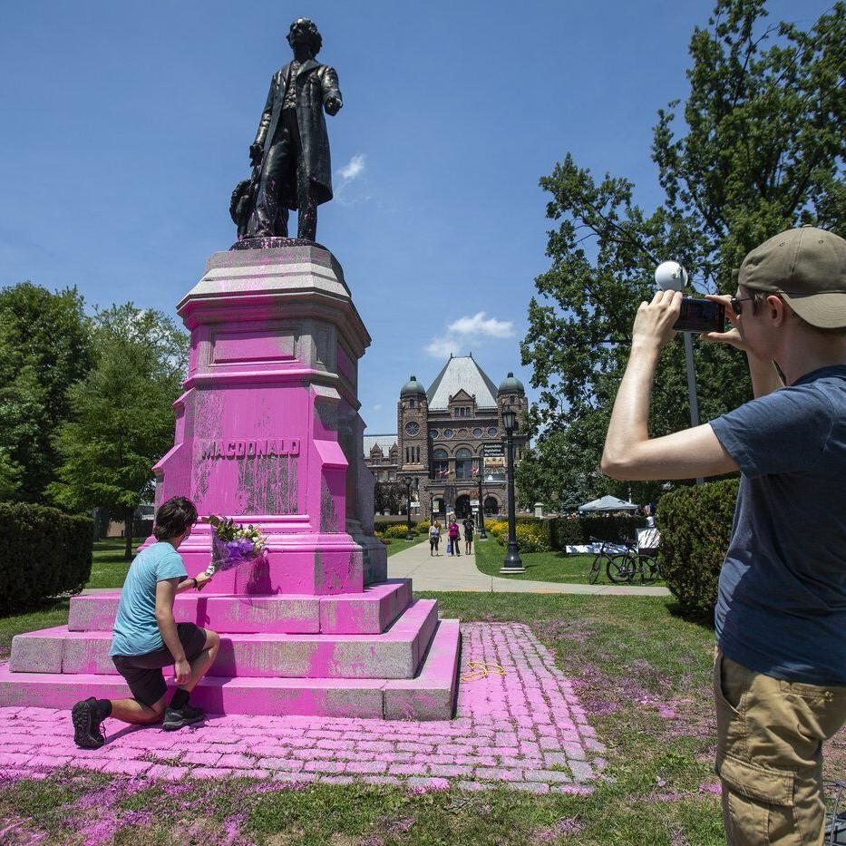 Hoarding covering Sir John A. Macdonald statue at Queen's Park to be removed